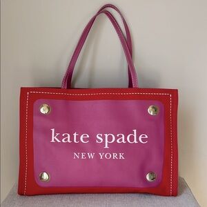 Kate Spade red and pink logo canvas tote/shoulder bag